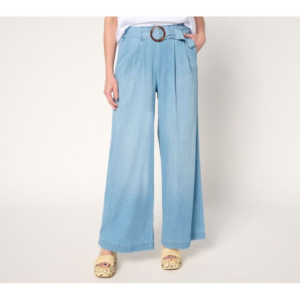 Studio Park Women's Petite Pants PS x Rosina Grosso Pull-On Lyocell Blue A688862